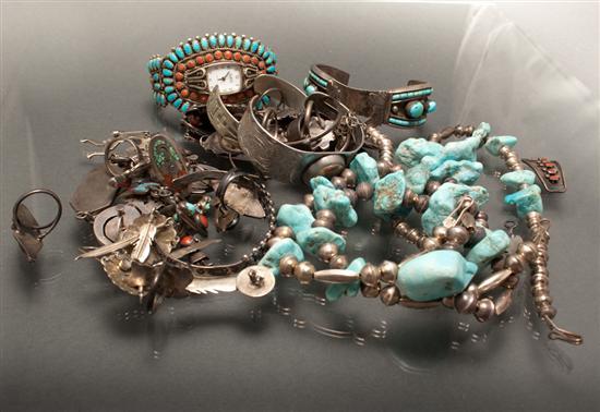 Assortment of Navajo coin silver,