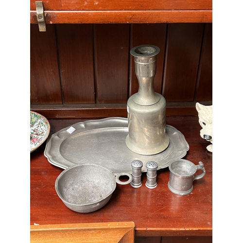 Assortment of pewter, to include: a