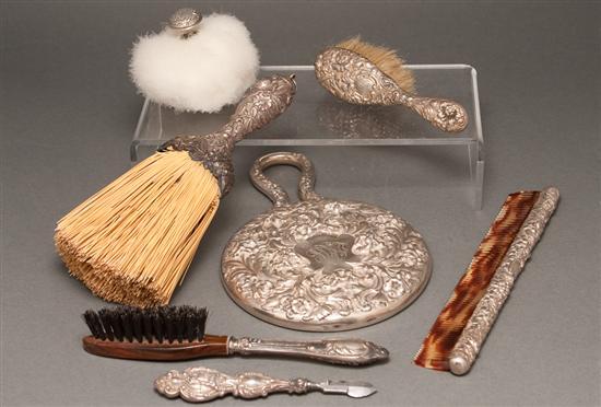 Assortment of repousse silver
