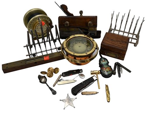 ASSORTMENT OF WOOD AND BRASS