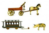 Assortment of wooden toys  fou