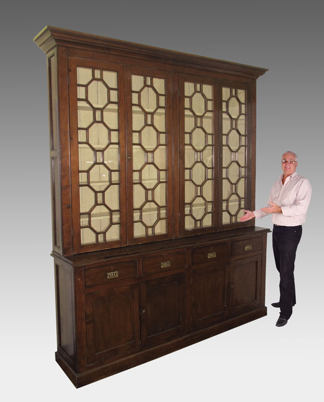 ASTRAGAL GLAZED BREAKFRONT BOOKCASE