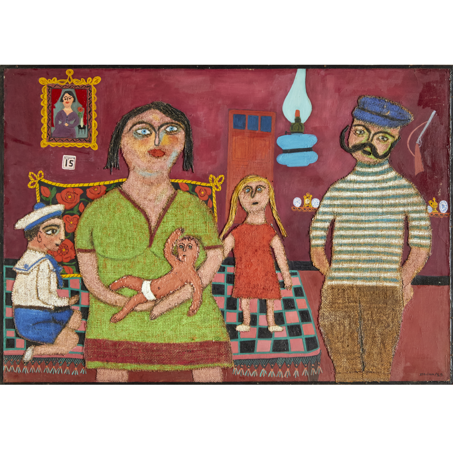 ATHENA EBERS, OIL ON MASONITE, 1958