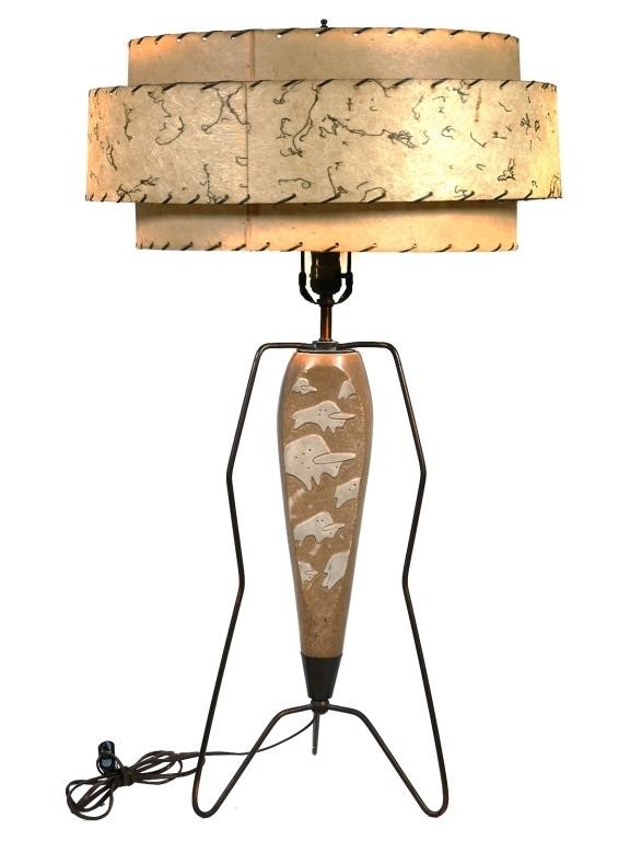 ATOMIC AGE CERAMIC ROCKET LAMP,