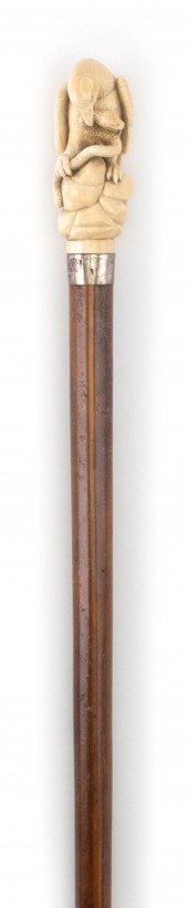ATTACKING EAGLE CANE LATE 19TH