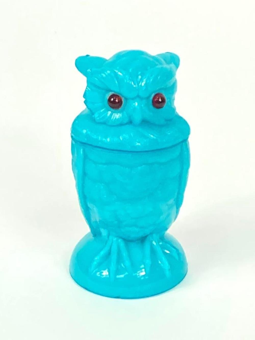 ATTERBURY BLUE OPAQUE PRESSED GLASS