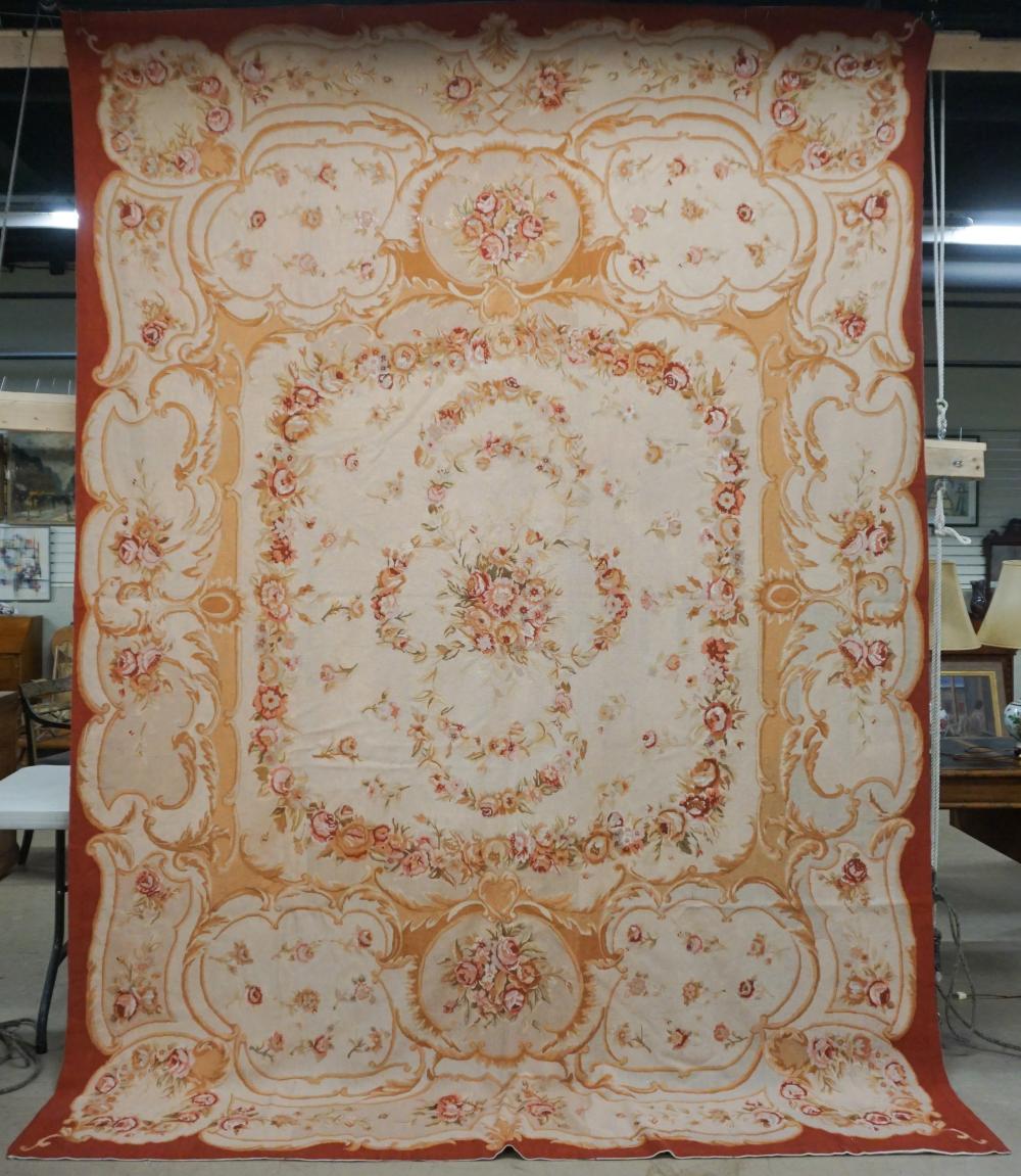 AUBUSSON STYLE NEEDLEPOINT RUG,