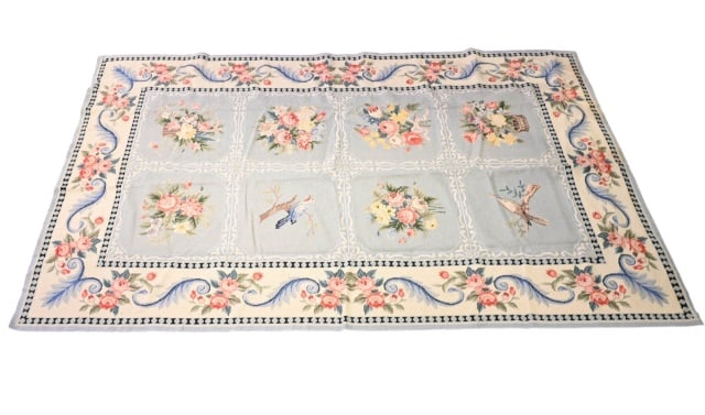 AUBUSSON STYLE NEEDLEPOINT RUG WITH