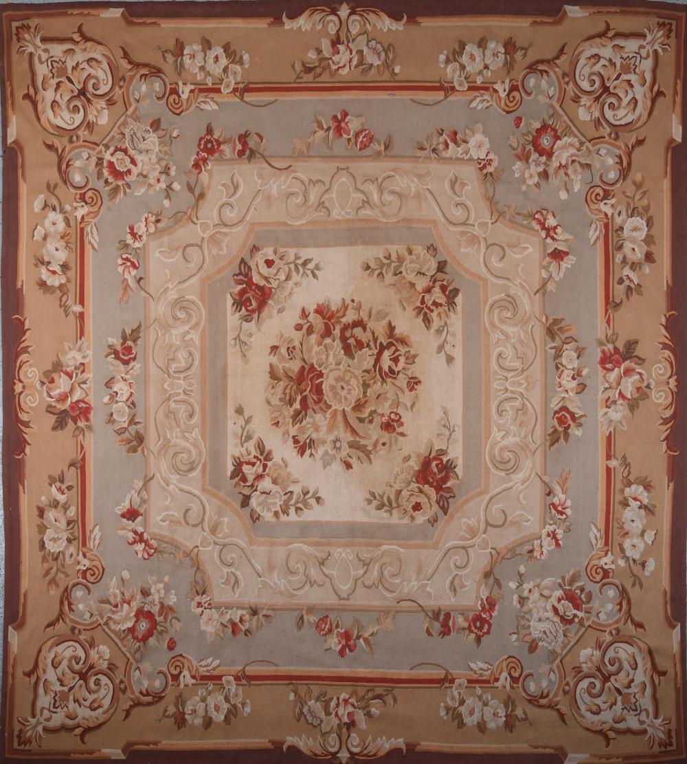 AUBUSSON STYLE NEEDLEPOINT WOOL RUG