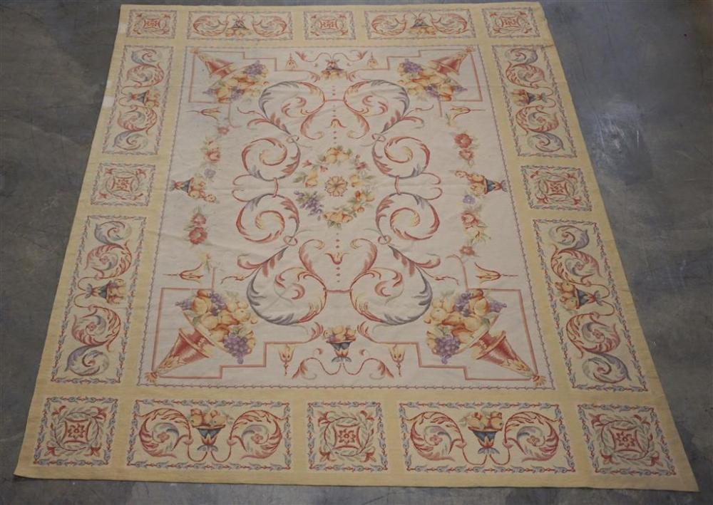 AUBUSSON STYLE NEEDLEWORK RUG, 9 FT