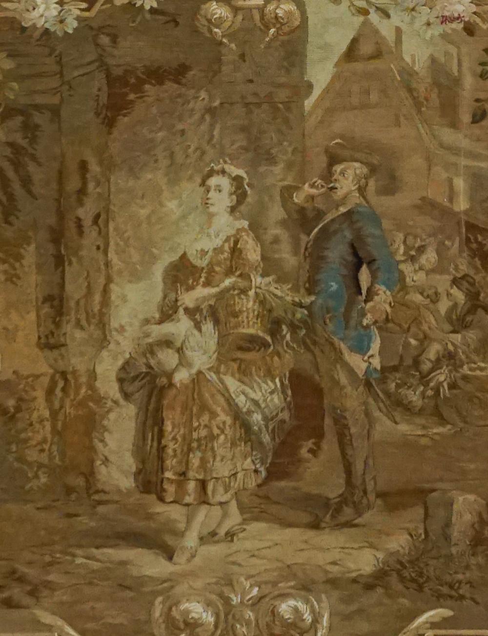 AUBUSSON STYLE TAPESTRY OF A