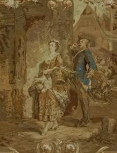AUBUSSON STYLE TAPESTRY OF A C