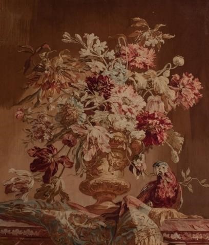 AUBUSSON TAPESTRY, FLOWERS AND