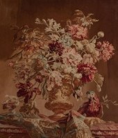 AUBUSSON TAPESTRY, FLOWERS AND