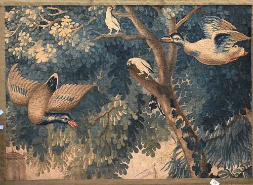 AUBUSSON TAPESTRY FRAGMENT OF DUCKS