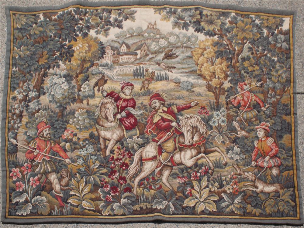 AUBUSSON WOOL TAPESTRY scene of