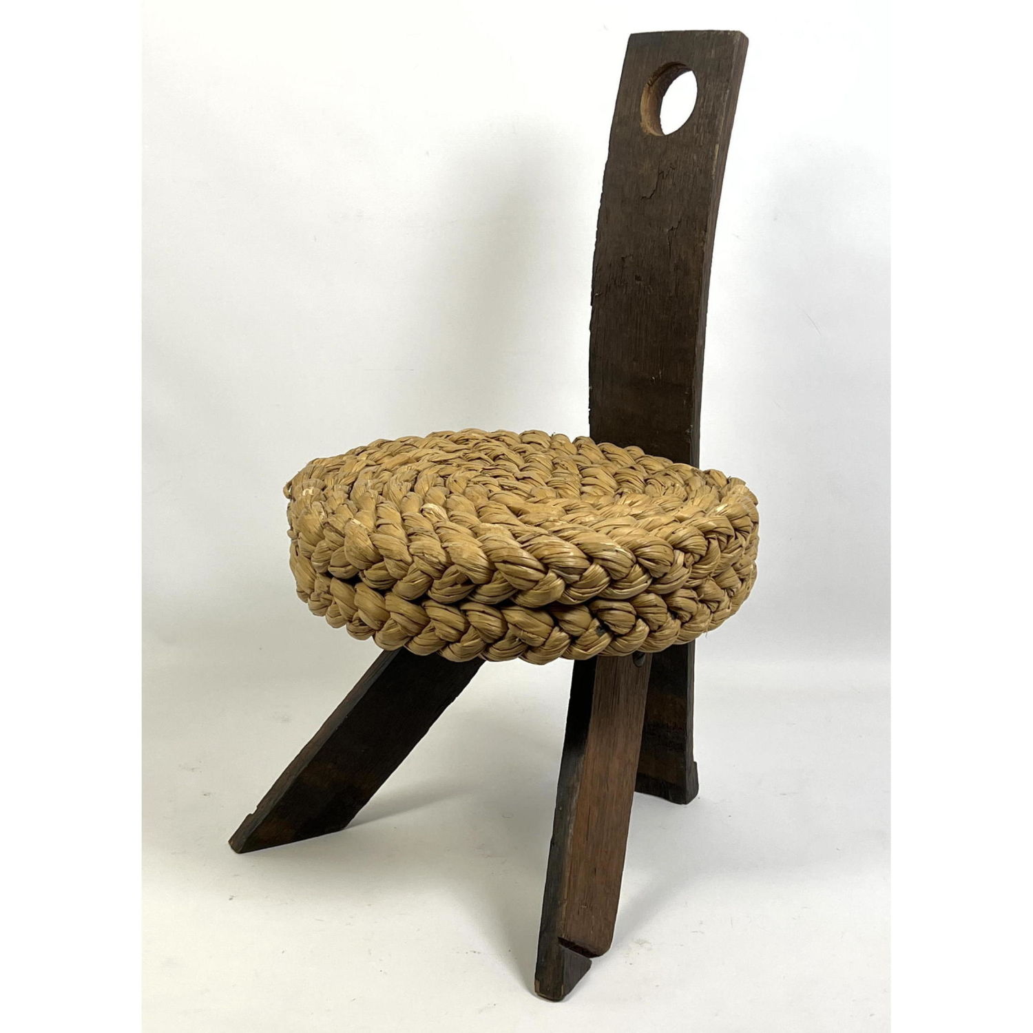 Audoux Minet 1950's Stool. Wood and