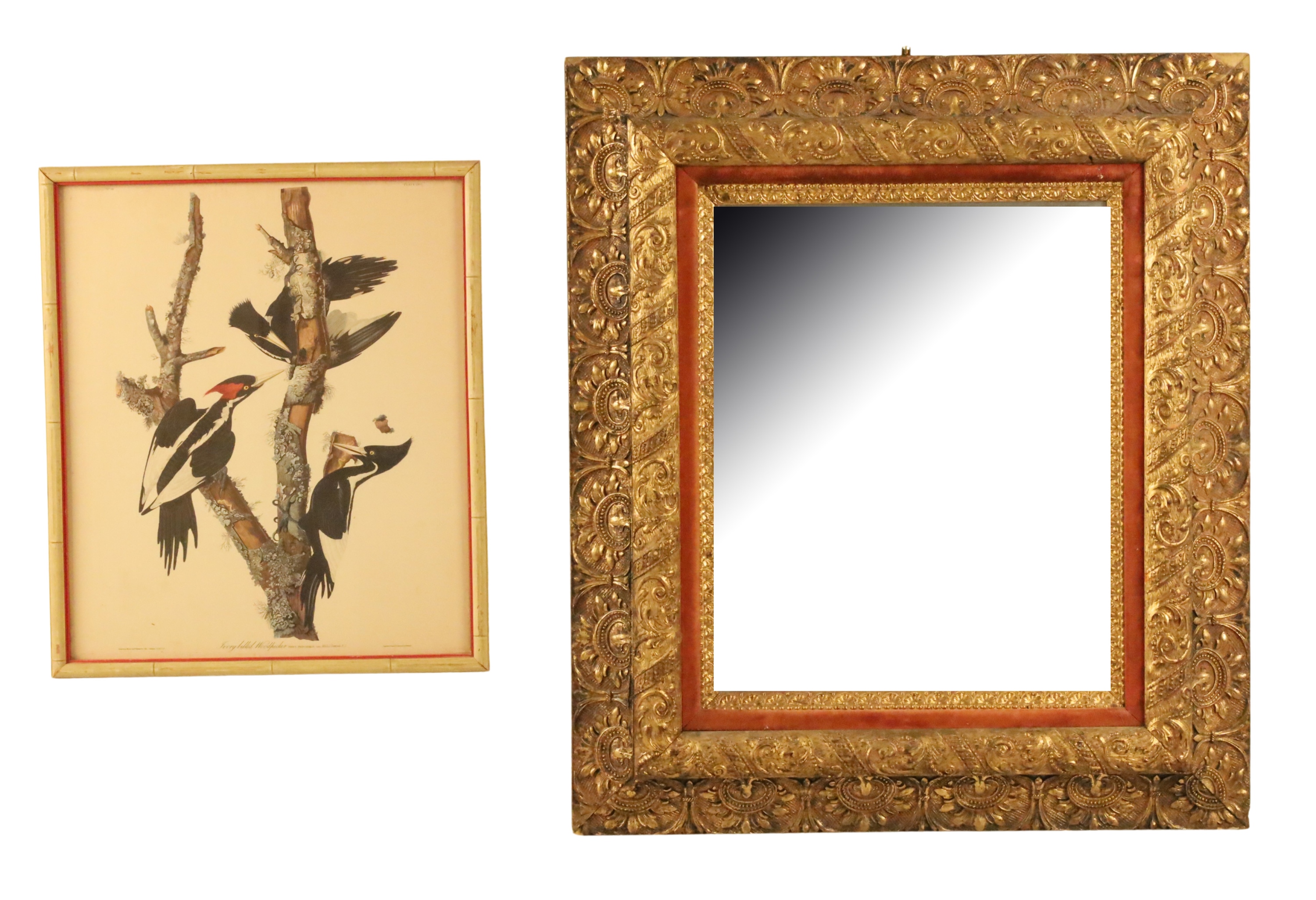 AUDUBON PRINT AND GILTWOOD MIRROR