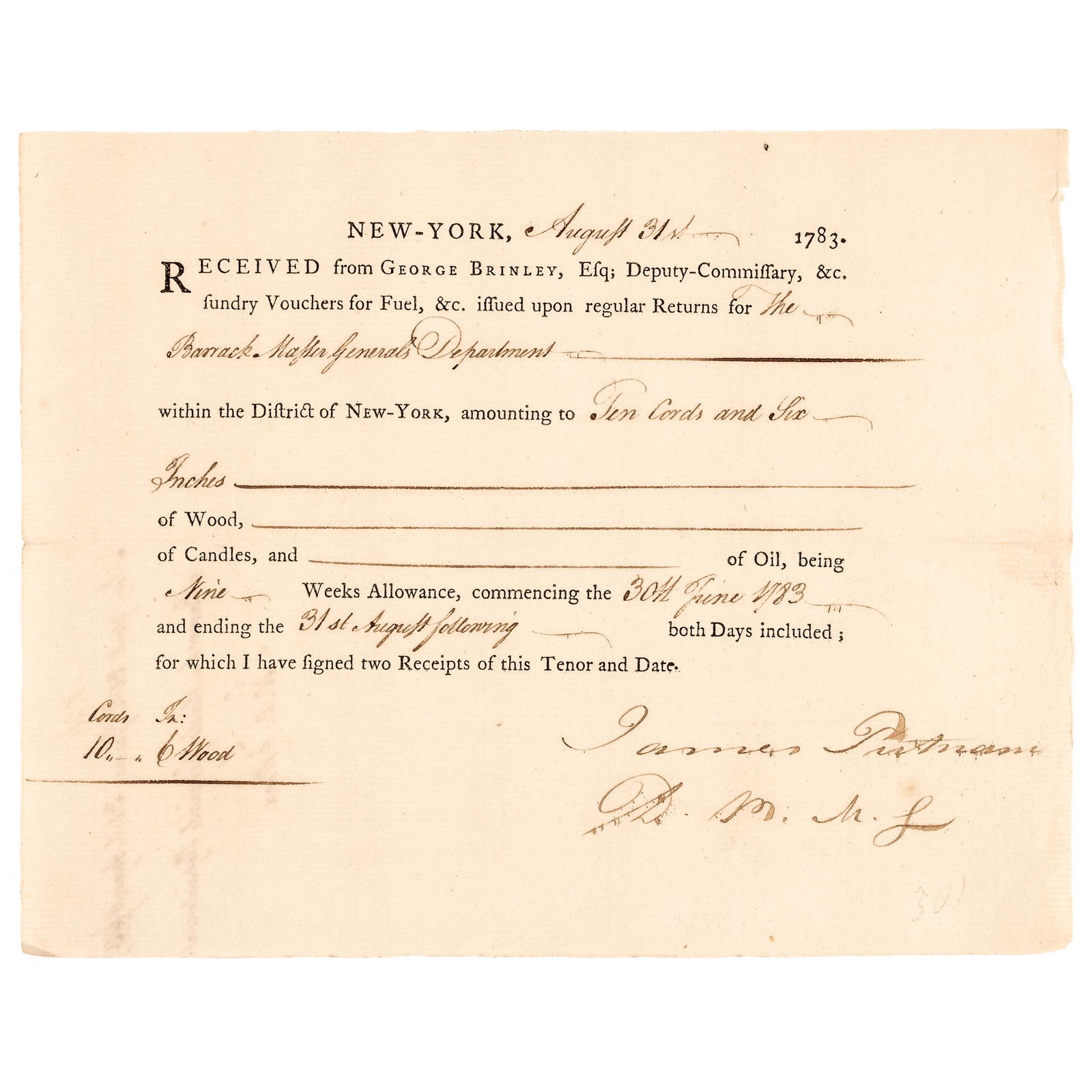 AUGUST 31, 1783 BRITISH MILITARY