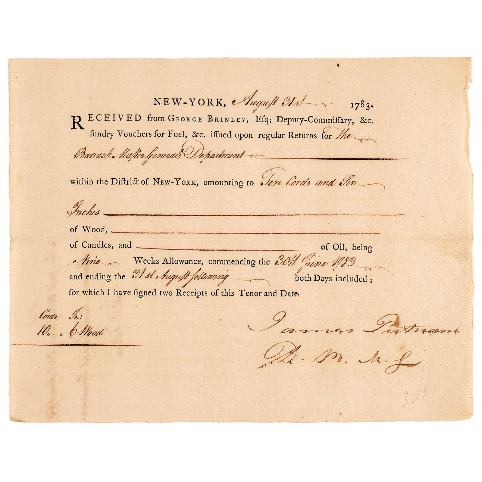 AUGUST 31, 1783 BRITISH MILITARY