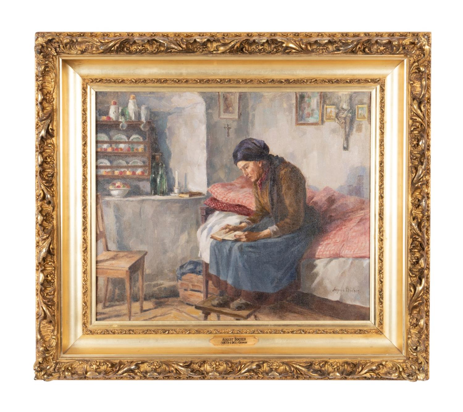 AUGUST BOCHER "INTERIOR WITH