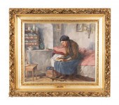 AUGUST BOCHER "INTERIOR WITH W