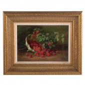 AUGUST LAUX. A BOWL OF RASPBER