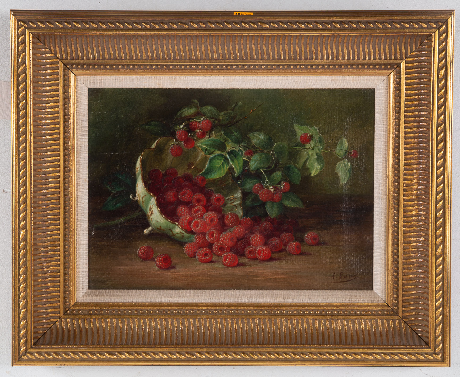 AUGUST LAUX. A BOWL OF RASPBERRIES,