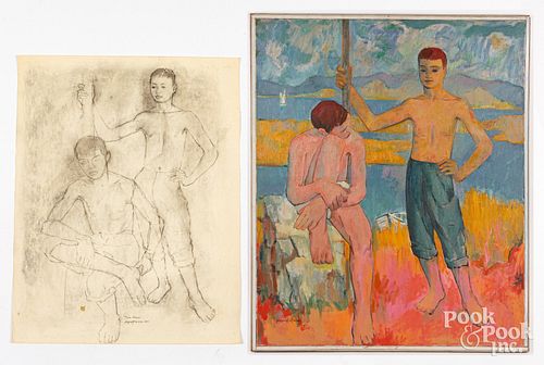 AUGUST MOSCA (1907-2003), OIL ON