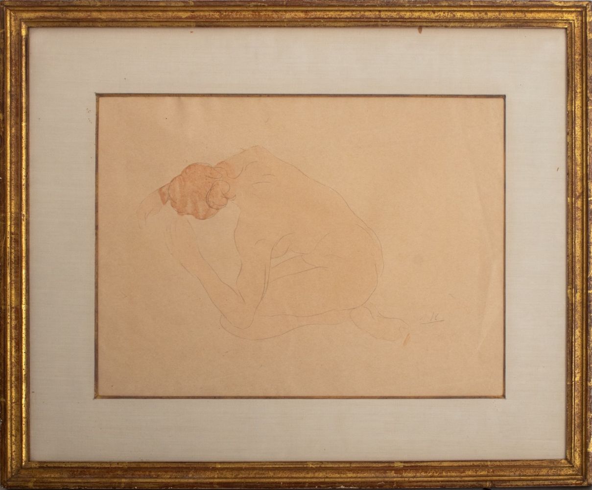 AUGUSTE RODIN NUDE FIGURE PENCIL ON
