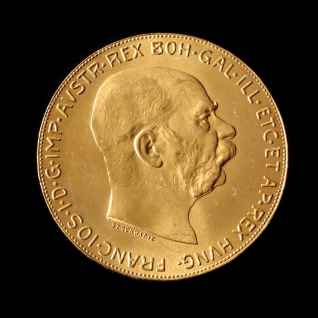 AUSTRIA, 1915 GOLD 100 CORONA