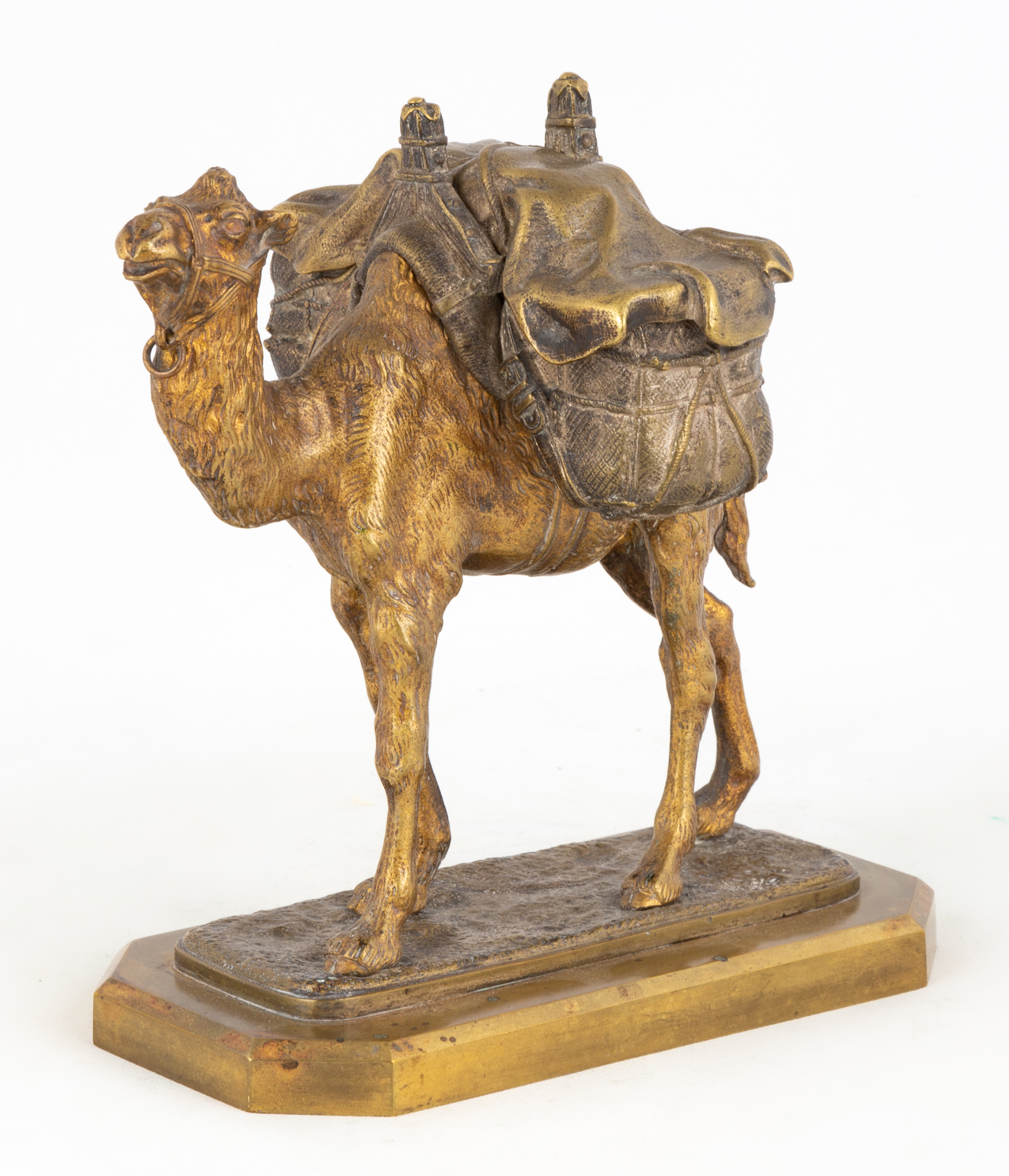 AUSTRIAN BRONZE CAMEL INKWELL circa