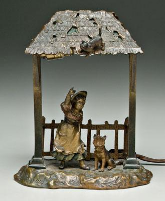 Austrian bronze figural lamp,