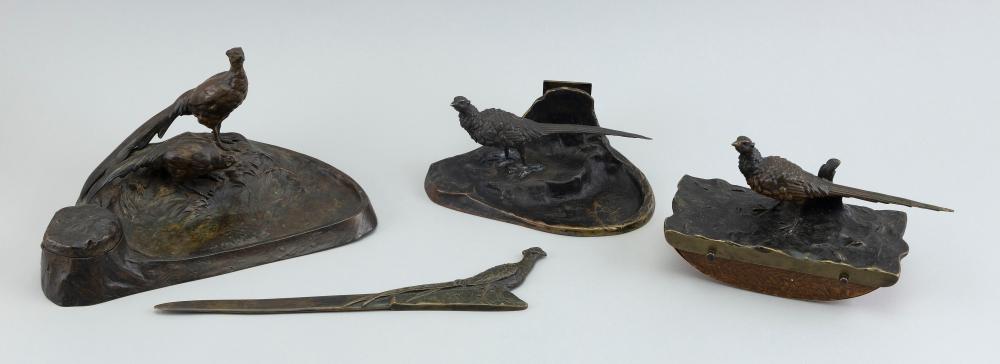 AUSTRIAN BRONZE FOUR-PIECE DESK SET