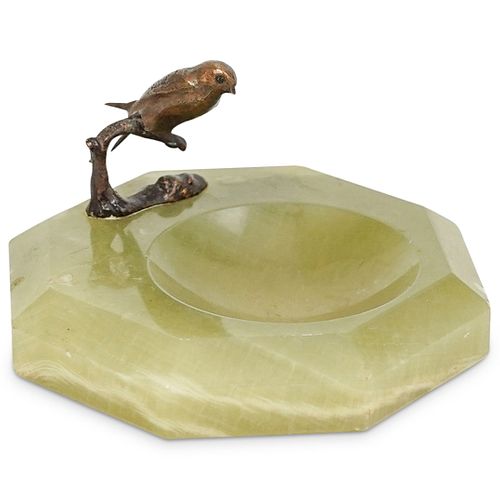AUSTRIAN BRONZE & ONYX BIRD PIN