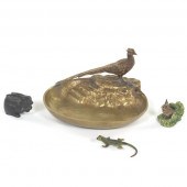 AUSTRIAN BRONZE TRAY AND THREE