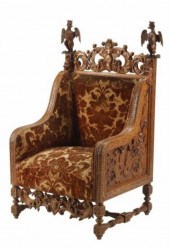 AUSTRIAN CARVED THRONE CHAIR,