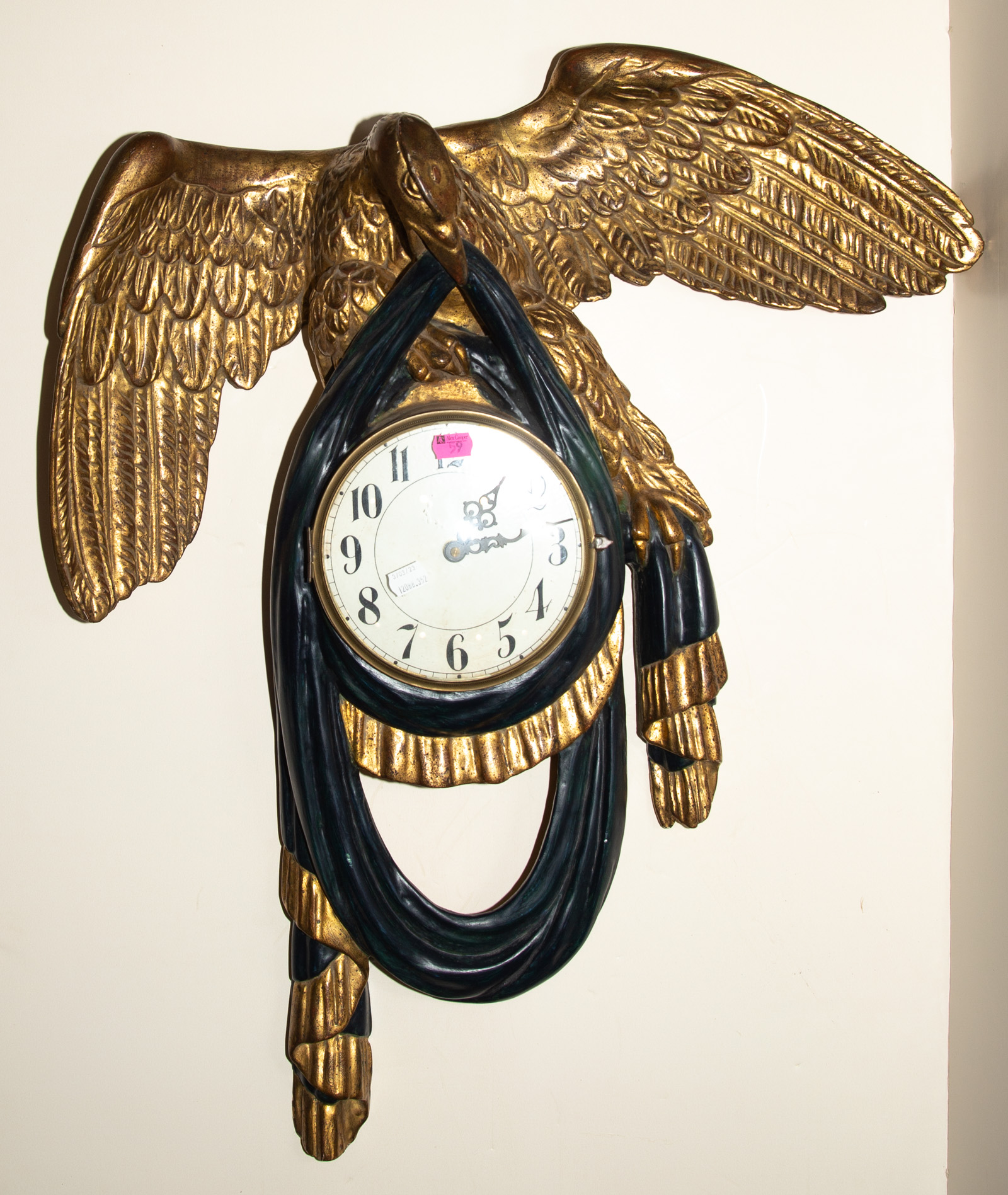 AUSTRIAN CARVED WOOD EAGLE CLOCK