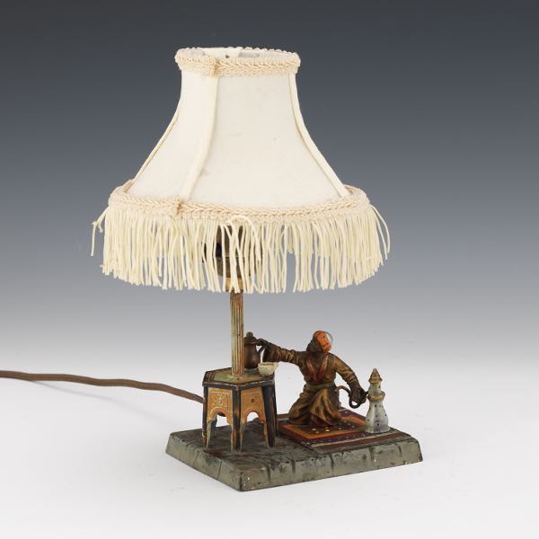 AUSTRIAN COLD PAINTED METAL LAMP 