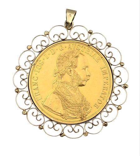 AUSTRIAN FOUR DUCAT GOLD COIN IN