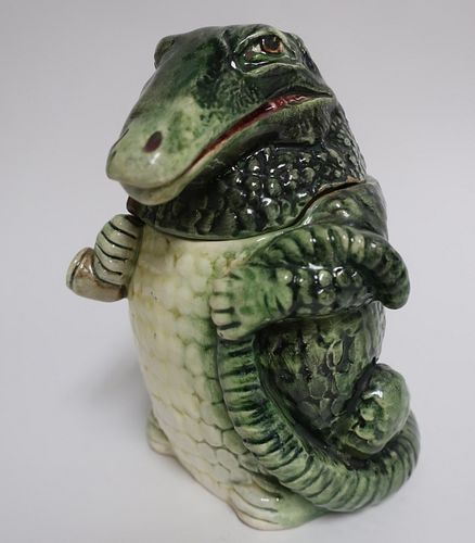 AUSTRIAN MAJOLICA ALLIGATOR TOBACCO