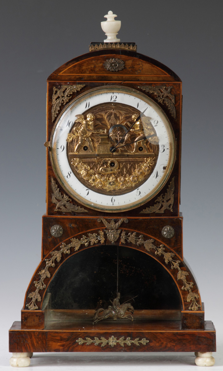 Austrian Mantle Clock Inlaid burl