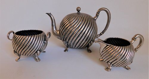 AUSTRIAN SILVER 3 PC TEA SETAntique