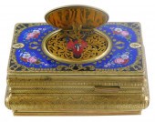 AUTOMATON ENAMEL AND GILT MUSI