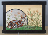 AUTUMN DEER ACRYLICS ON CEDAR