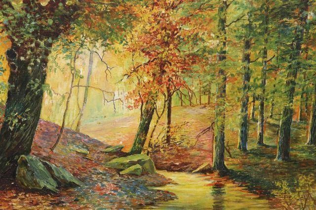 AUTUMN LANDSCAPE PAINTING SIGNED E.