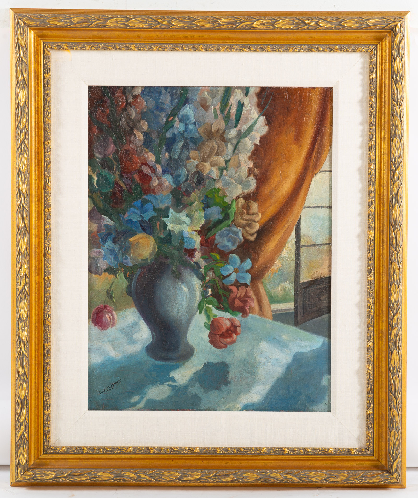 AVCVATO. FLORAL STILL LIFE, OIL