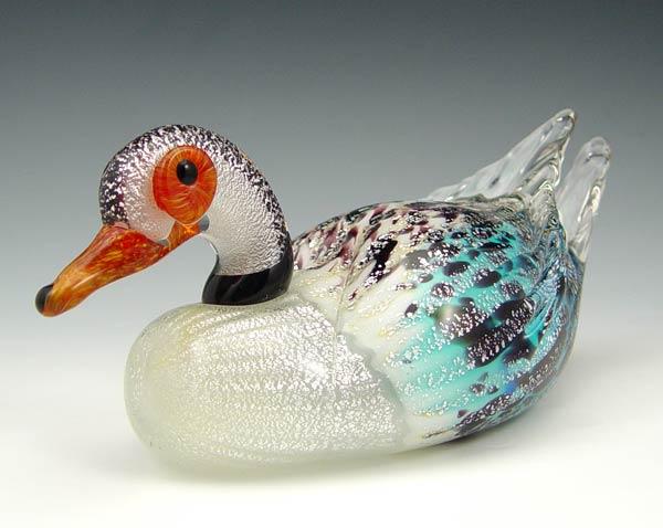 AVENTURINE MURANO GLASS DUCK: