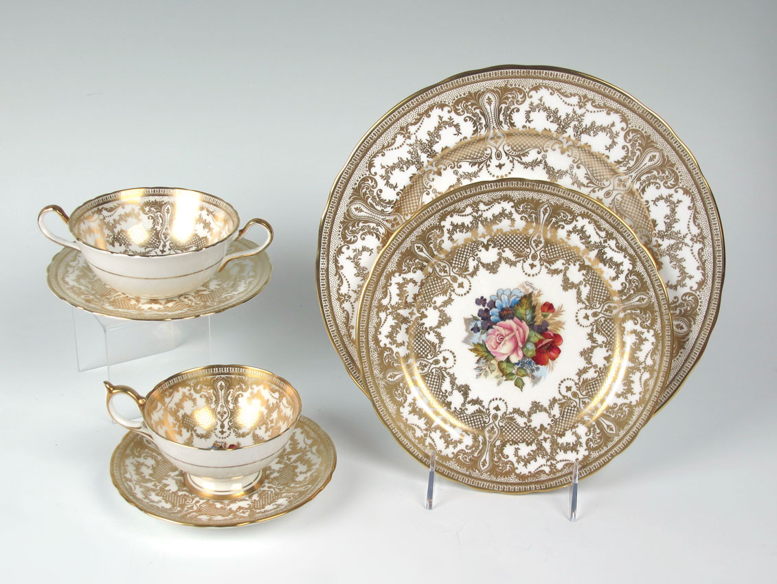 AYNSLEY BONE CHINA SERVICE FOR 8