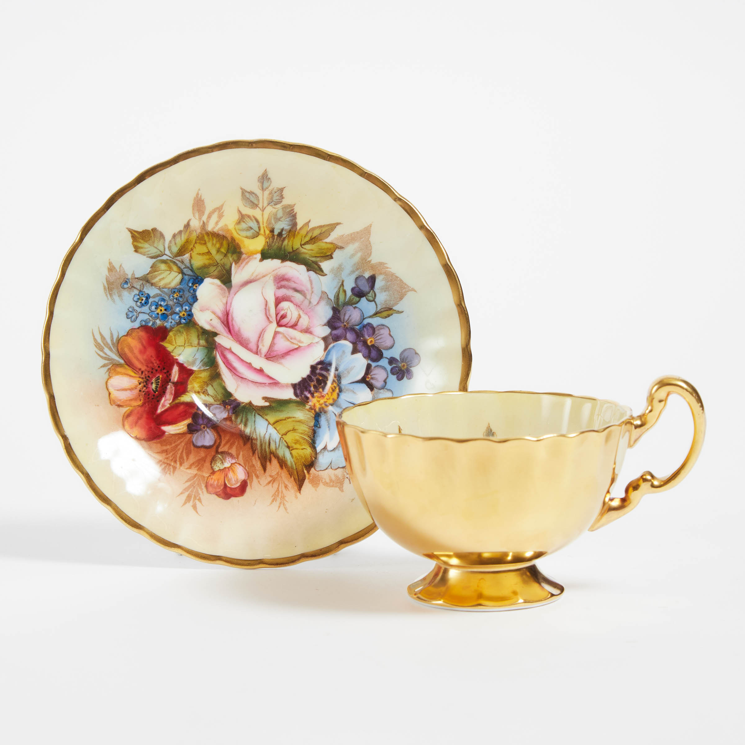 Aynsley 'Cabbage Rose' Fluted and
